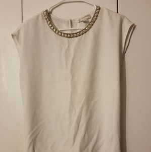 White Blouse woth Pearl and Crystal